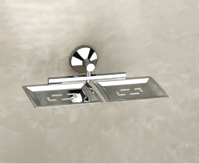 Moon Double Soap Dish Stainless Steel Bathroom Commercial Hotel Spa Wall Mount Heavy-Duty Anti-Rust Waterproof Easy Clean Professional Grade Durable Dual Compartments Rustproof Hygienic Lunar Design Space Saving Modern Luxury Secure Mounting Elegant Finis